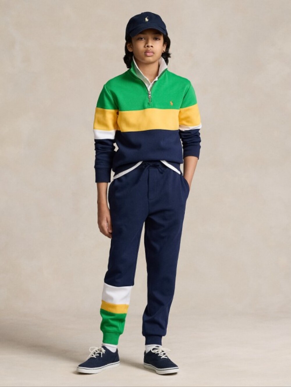 Polo Ralph Lauren Double-Knit Quarter-Zip Sweatshirt And Jogger Set Size Large L